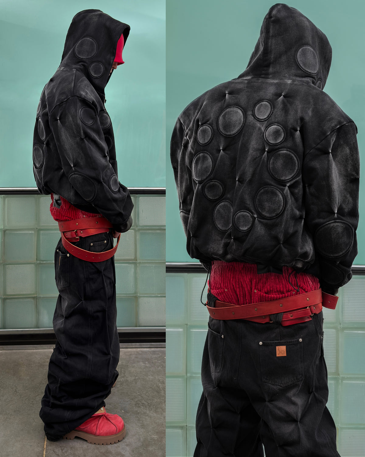 STEALTH BLACK 'OXYGEN' PADDED ZIP-UP HOODIE - BAD SON
