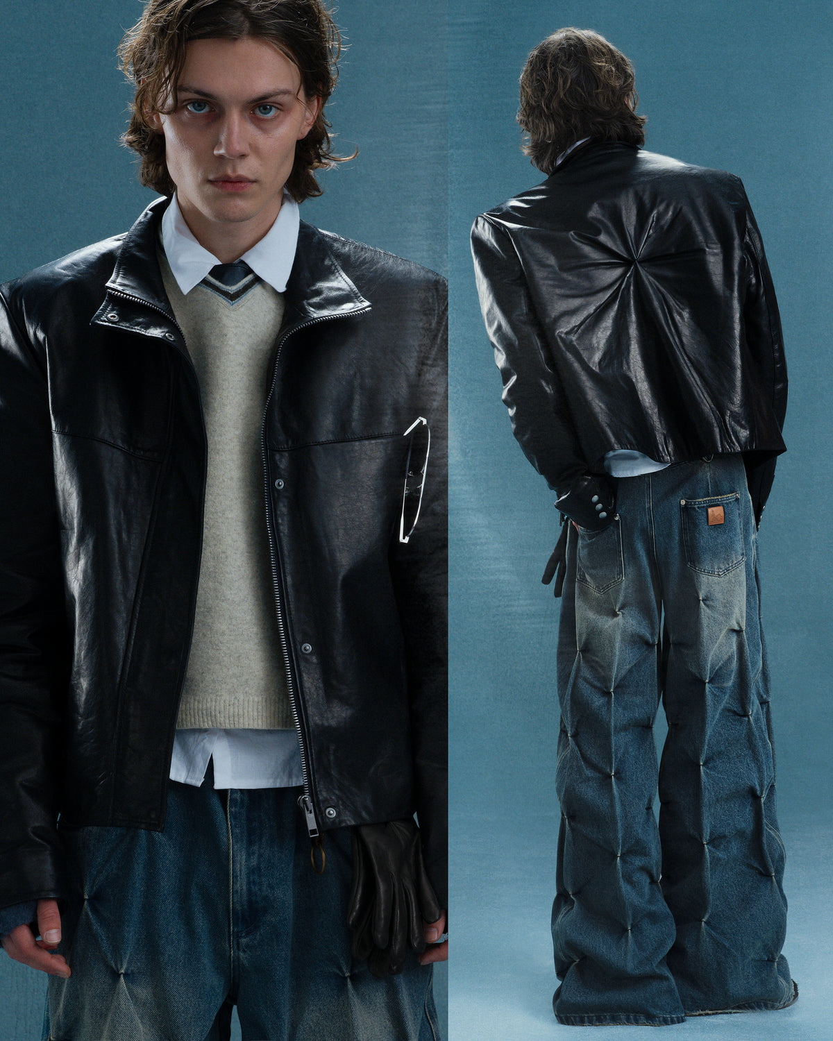 SINGLE DART' JACKET IN BLACK LAMBSKIN - BAD SON
