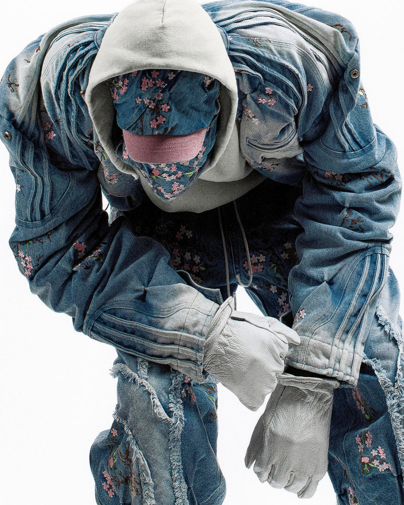 CHERRY BLOSSOM ‘OVERGROWTH’ DENIM RACER JACKET