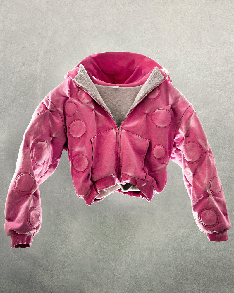 BUBBLEGUM 'OXYGEN' PADDED ZIP-UP HOODIE