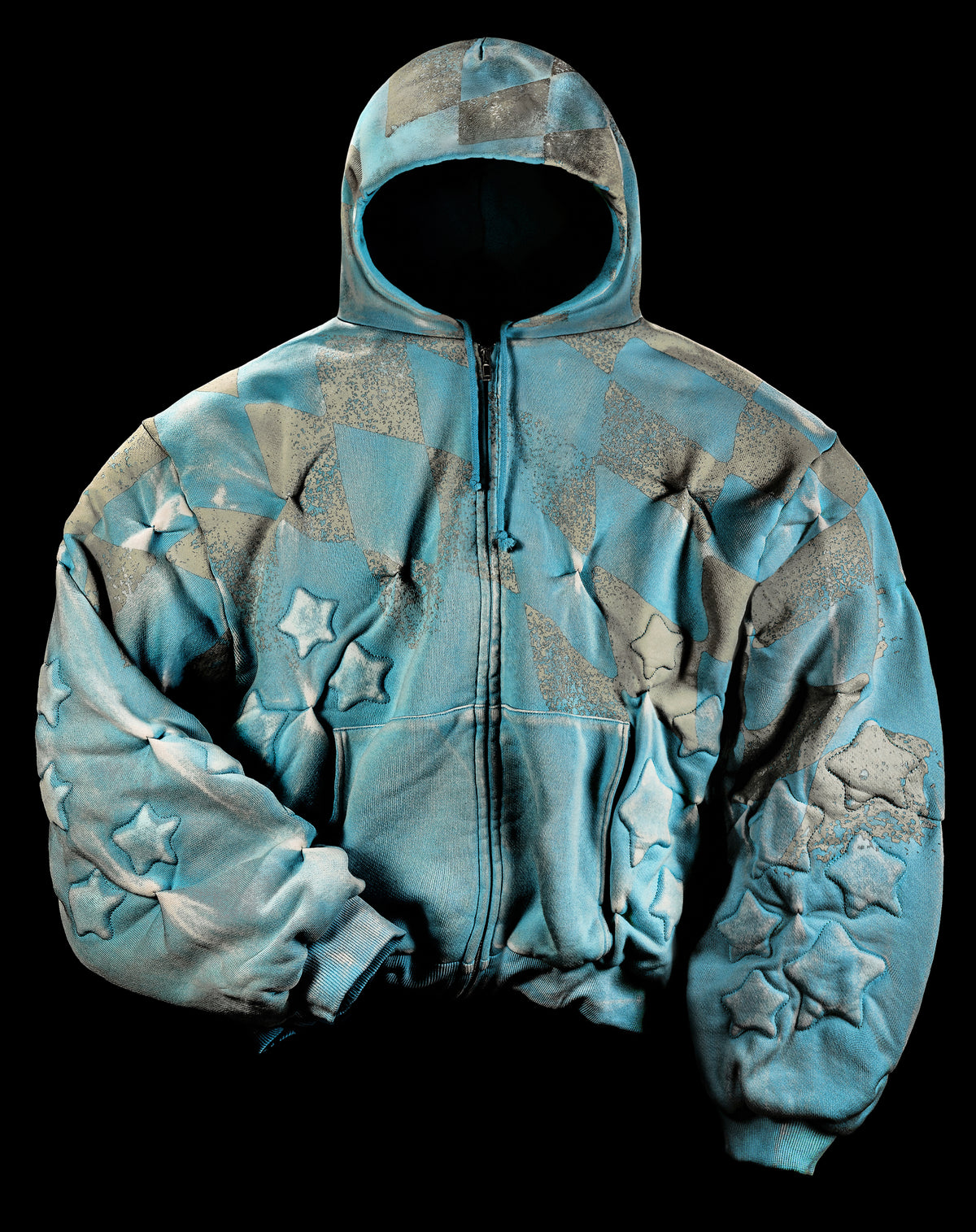 ELECTRIC BLUE 'STARFRUIT' PADDED ZIP-UP HOODIE - BAD SON